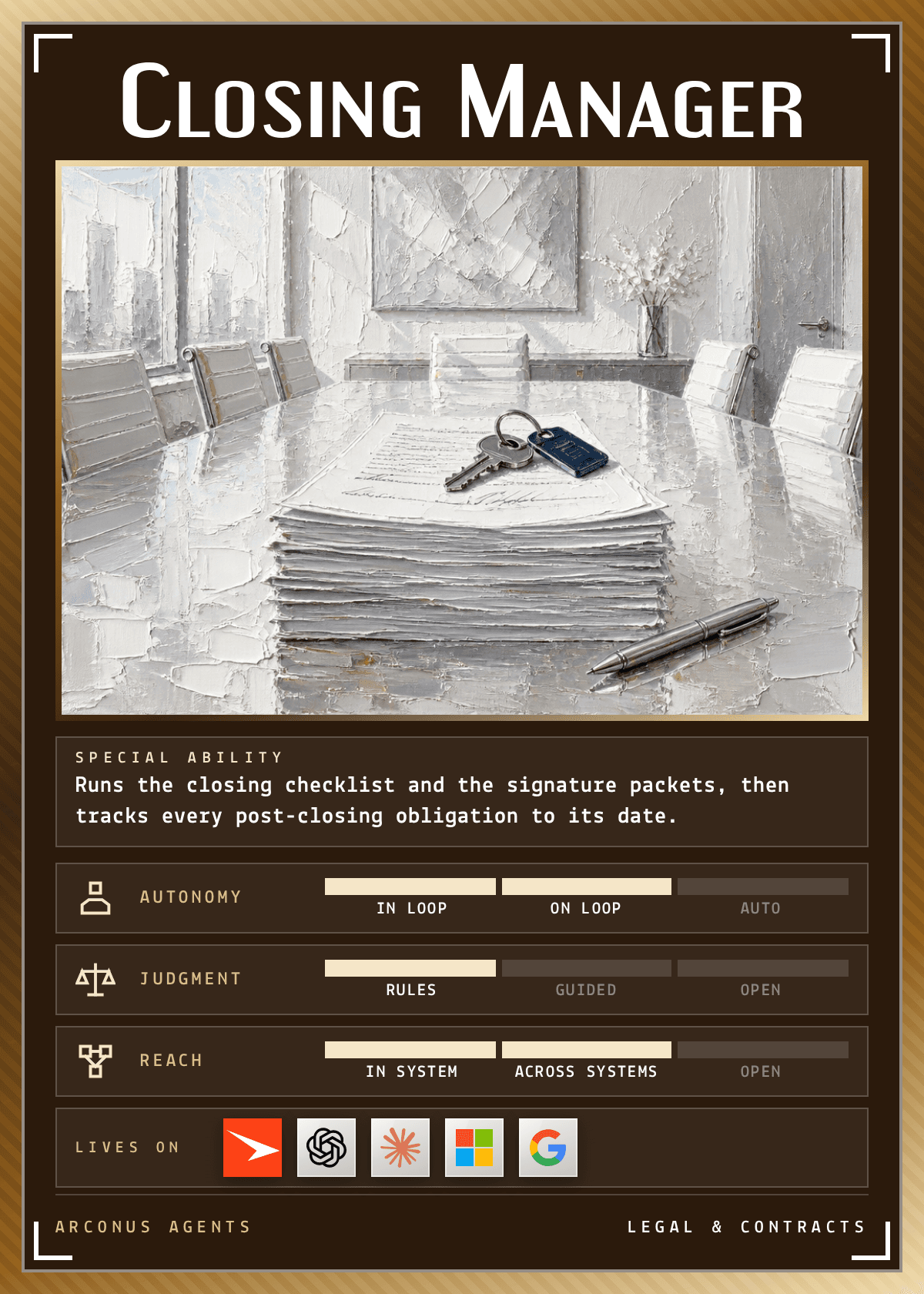 Closing Manager agent card